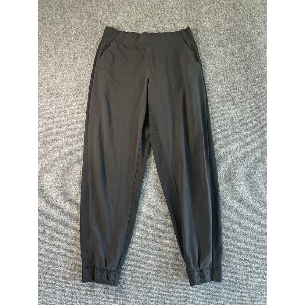 Athleta Womens Black Ribbed Side Panel Jogger Pants Size 10 Hiking Activewear